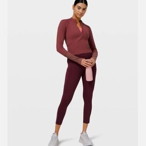 Lululemon XS Its Rulu Long Sleeve Pullover in Crop Maroon Red Savannah Size 2